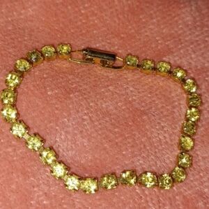 Gold-Tone Yellow-Green Crystal Tennis Bracelet - Women Jewelry